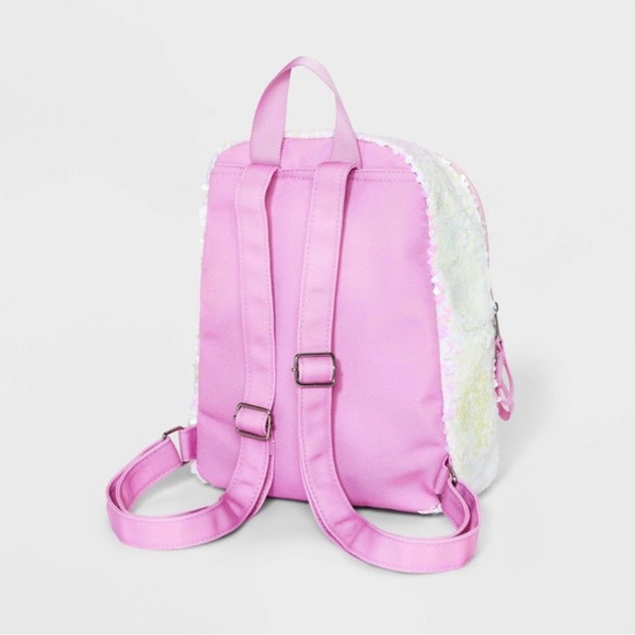 NWT. Girls' 10.5" Sequin Llama Backpack - Cat & Jack™ Pink - Picture 2 of 4